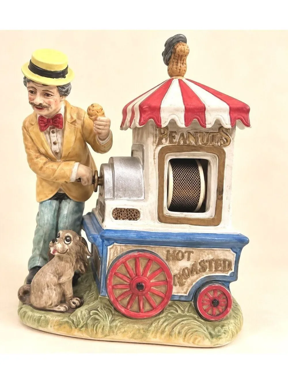 Vintage Peanut Vendor Figurine, Melody in Motion Musical Porcelain Non Working